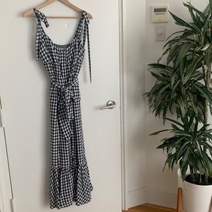 J. CREW Gingham Button-Front Midi Ruffle Dress